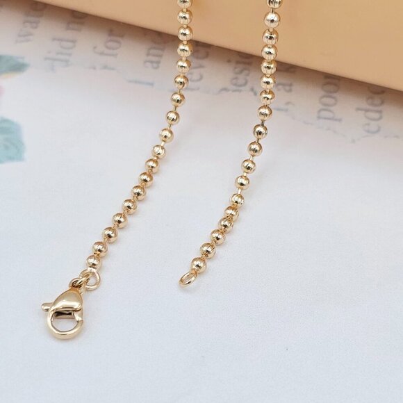 Rose Gold Plated Beaded Chain Necklace for Women - 18 Inch, XPNL0048 - Picture 11 of 12